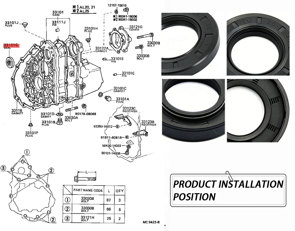 90311-26001 NJ703 T1118 26*48*7 For front input shaft TC OIL SEAL