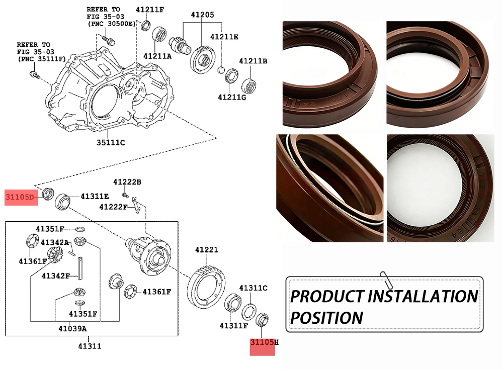 19026735B 90311-34016 90311-34045 90311-34039 90311-3403334*54*9/15.5 For front drive axle housing TCY OIL SEAL
