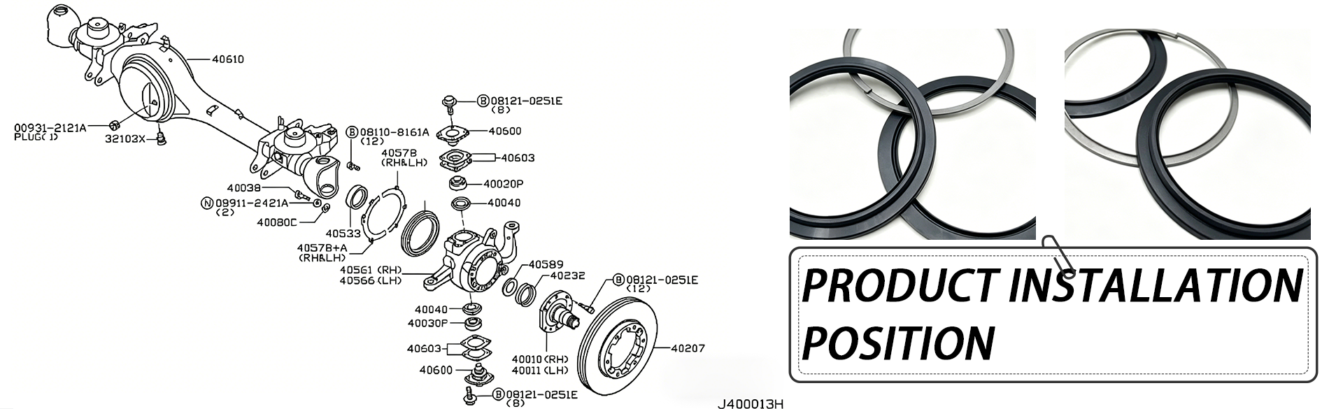 40579-VB000 40579VB000 NissanOil Seal Flange Joint Steering Knuckle Shaft Repair Kit NBR/FKM OIL SEAL